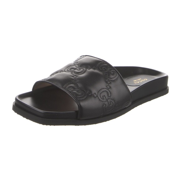 Gucci Shoes - Gucci MATELASSÉ Black Sandal Slides